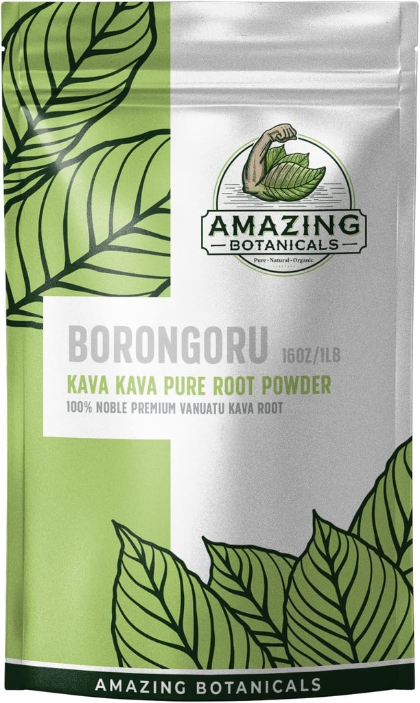 Amazing Botanicals Borongoru Vanuatu Kava Root - 100% Noble Kava-Kava 16oz / 1lb, 1 Pound Bag Pure Finest Fresh Vanuatu Kava