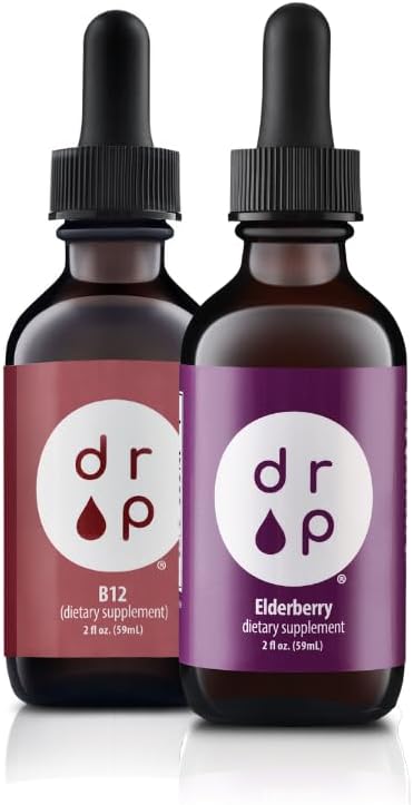 Drop Kosttilskud Flydende Elderberry Drops og Vitamin B12 Drops Bundle