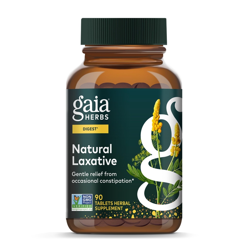 Gaia urter Natural Laxative - Understøtter Forstoppelse Relief for voksne - med Senna Leaf, Cape Aloe, Caraway, Mælkebøtte & Fennel - 90 tabletter (45 servere)