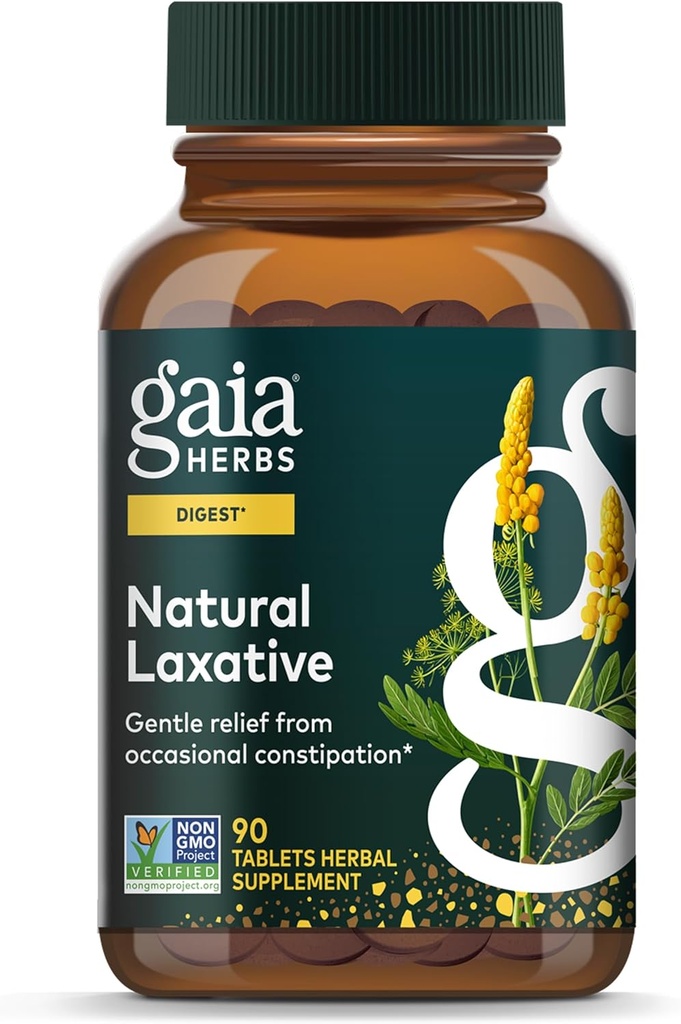 Gaia urter Natural Laxative - Understøtter Forstoppelse Relief for voksne - med Senna Leaf, Cape Aloe, Caraway, Mælkebøtte & Fennel - 90 tabletter (45 servere)