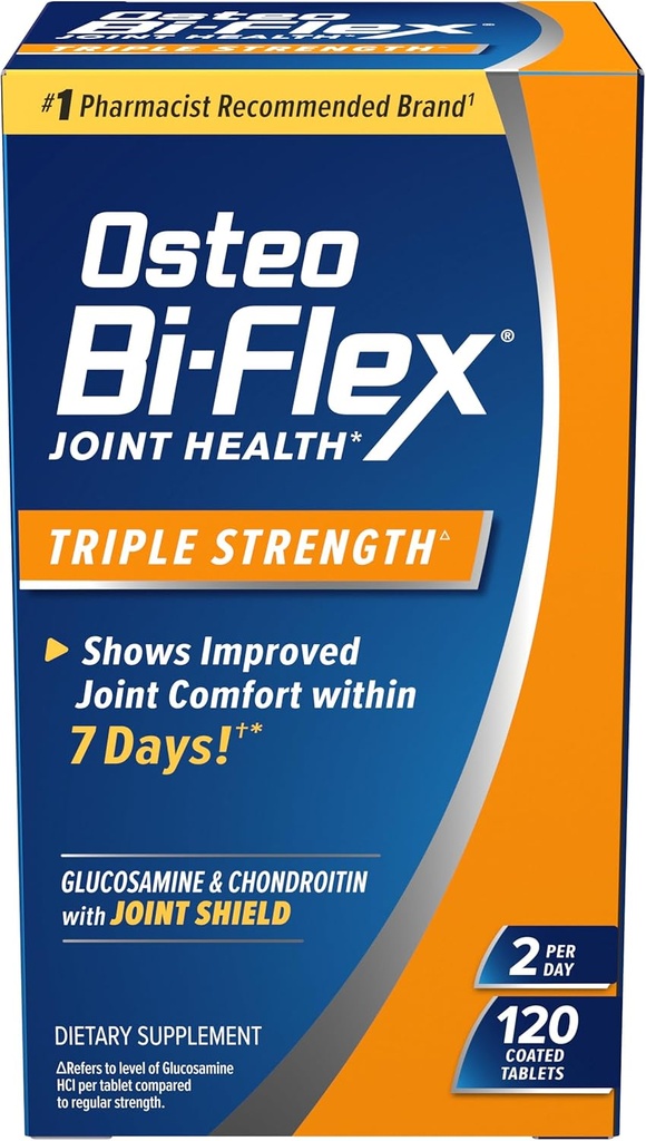 Osteo Bi- Flex Triple Strength (5), Glucosamin Chondroitin med C-vitamin Joint Health Supplement, overtrukne tabletter, 120 Tæl