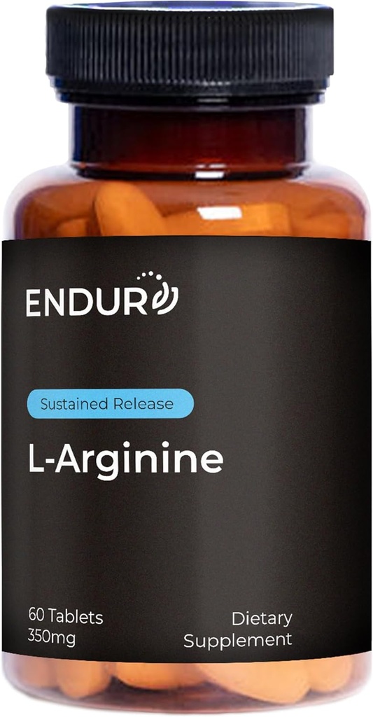 Endur L- arginin supplement, hjælper med at understøtte sund blodgennemstrømning & hjertefunktion, motion ydeevne & immunsundhed, gluten fri, 350 mg (60 tabletter)