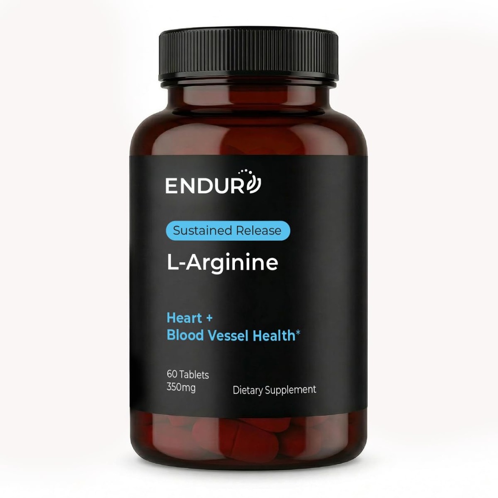 Endur L- arginin supplement, hjælper med at understøtte sund blodgennemstrømning & hjertefunktion, motion ydeevne & immunsundhed, gluten fri, 350 mg (60 tabletter)