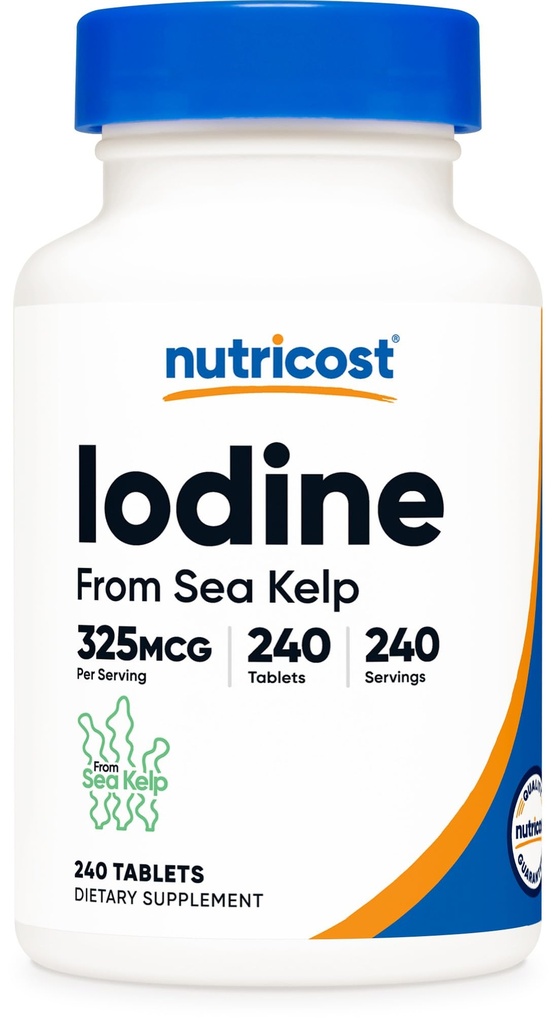 Nutricost jod (Natural Jod fra Sea Kelp) 325mcg, 240 tabletter - Non- GMO, Gluten Free