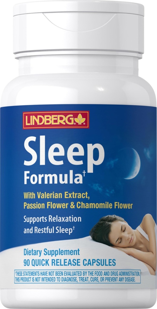Lindberg Valerian Root Extract 124; 90 Capsules Shuttle 124; med Kamille og Passion Blomst 124; Kompleks Supplement