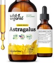Wild & Organic Astragalus Tincture - immunsupport drops w / Astragalus Root Extract - Herbal Supplement for Calmness & Relaxation - Vegan, Sugar & Alcohol Free - 2 fl oz
