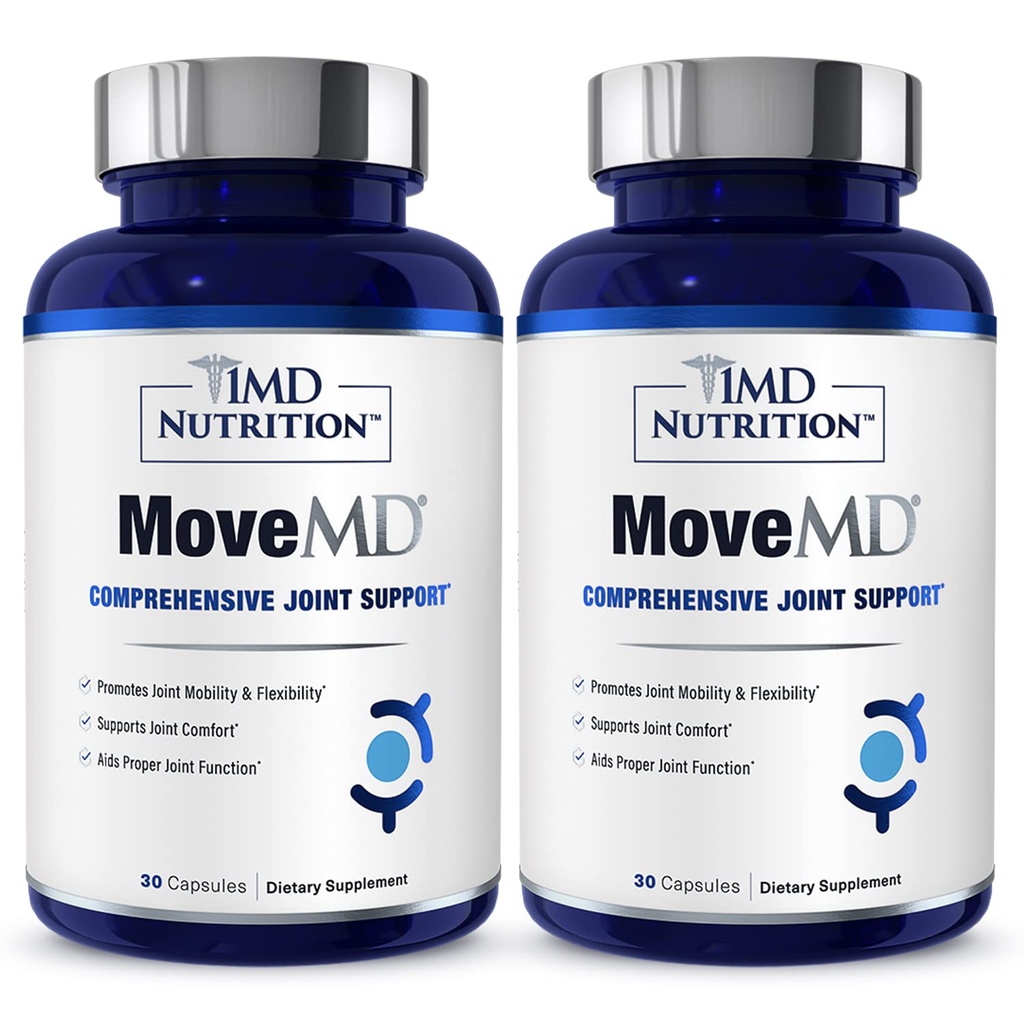 1MD Nutrition MoveMD - Joint Health Supplement - Doctor Formulated Medical 124; med Collagen, Astaxanthin, og mere Medical 124; 30 Kapsler (2 - Pack)