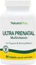 NaturesPlus Ultra Prenatal Multivitamin - 800 mcg Folate, 90 Vegetariske tabletter - Prenatal Supplement med jern, jod, Calcium & B- Complex Vitamin - Gluten- Free - 45 Servere