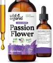 Wild & Organic Passionflower Tincture - Relaxing Passion Flower Drops for Women - Liquid Passiflora Incarnata Herb - Vegan, Sugar & Alcohol-Free Extract Supplement - 2 fl oz