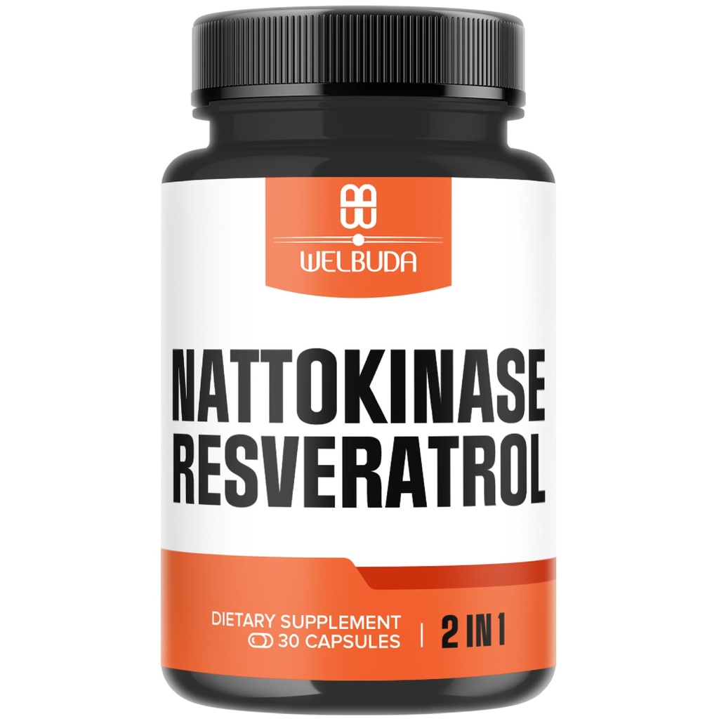 Nattokinase Supplement 3300mg med Trans- Resveratrol - Understøtter for Immunitet System, Sund hjerte & Kropsbalance - 30 Servere