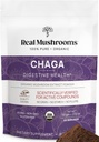 Ægte svampe Chaga Mushroom Powder - Økologisk Chaga Uddrag fra Fruiting Body - for Daglig Wellness & Energy Support - Vegan, Non- GMO, 60 Servering Mushroom Supplement