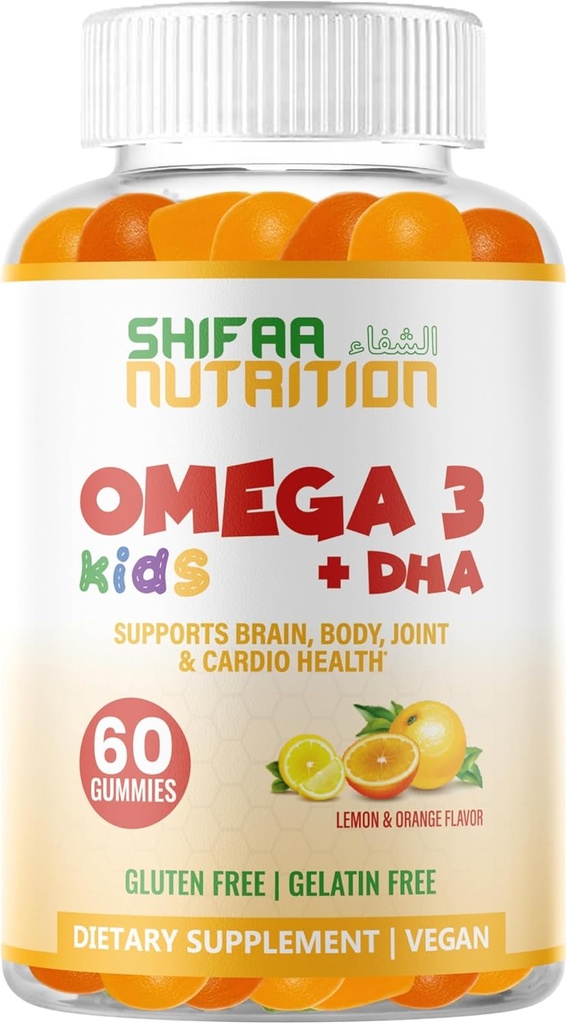 Gelatine Free Kids Omega 3 Gummies w / DHA 30 Servering. Plant-baserede Omega 3 for børn. Gluten Free & Non- GMO DHA Gummies. Børn Omega 3 Gummier for børn. Omega 3 Børn til at støtte hjerne og immunsystem
