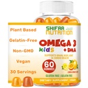 SHIFAA NUTRITION Halal Omega 3 for børn med DHA Gummies for Brain Development, Heart & Immunsupport, Plant- baseret, Non- GMO, Algae- baserede DHA, Gluten & Gelatin- Free Kids Omega 3 Gummies, 30 Servering