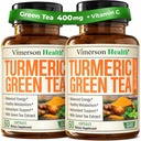 Gurkemeje Curcumin Supplement med Green Tea Extract (ECGC) & C-vitamin til fælles sundhed, energi & inflation Balance - Organic Tumerisk Curcumin med sort peber - Gluten- fri, Non- GMO. 2-Pack