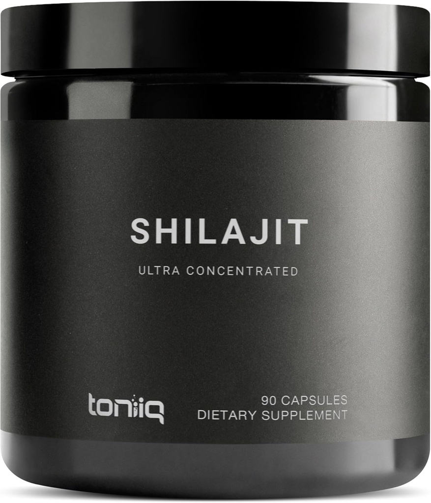 Toniiq Ultra Koncentreret 40% Fulvic Acid Shilajit for Mænd - Pure 10: 1 Udtræk -Tredjepart Testet 10x Potency Capsules - Høj i Potence og Trace Minerals - Made in GMP Certified Facility