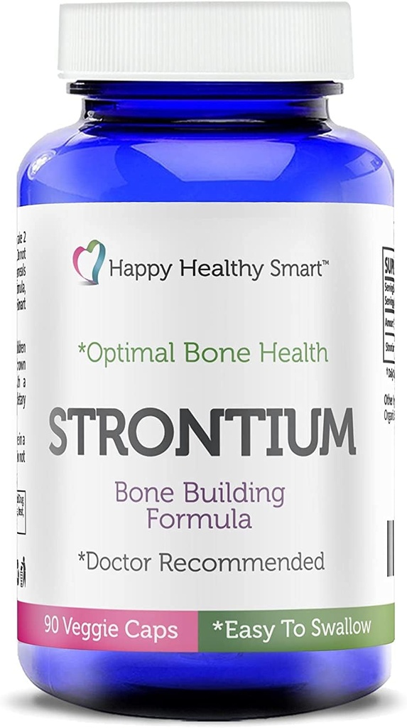 # 1 Strontium Bone sundt supplement Anbefalet af læger Worldwide 90, Let at synke Veggie Caps Made in The USA
