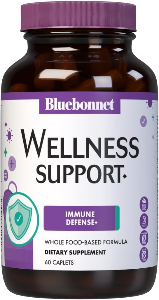 Bluebonnet Nutrition Målrettet valg Wellness Support, Immunforsvar Hele Food- Based Formel, Sæsonstøtte, Soy- Free, Gluten- Free, Kosher, Non- GMO, Dairy- Free, Vegetar, 60 Caplets, 30 Servering