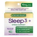 Naturens Bounty Sleep + Stress Support, Sleep3 Maksimal styrke 100% Drug Free Sleep Aid, Kosttilskud med Ashwagandha, Time Release Technology, 10mg, 28 Tri- Layed Tablets