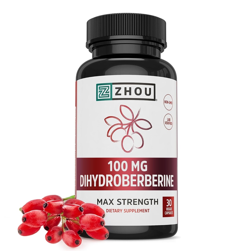 Zhou Berberine with Oregon Grape - Berberine Supplement for Women & Men, Gut Health, Metabolic Function, Berberine 1000mg Per Capsule - 60 Vegetarian Capsules (Pack of 1)