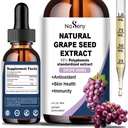 Natural Grape Seed Extract Drops- 300 mg Grape Seed Extract Liquid Supplement - Maksimal styrke Vitis Vinifera Seed Tincture, Standardiseret til 95% Polyphenoler, Non- GMO, Gluten Free (60ml)