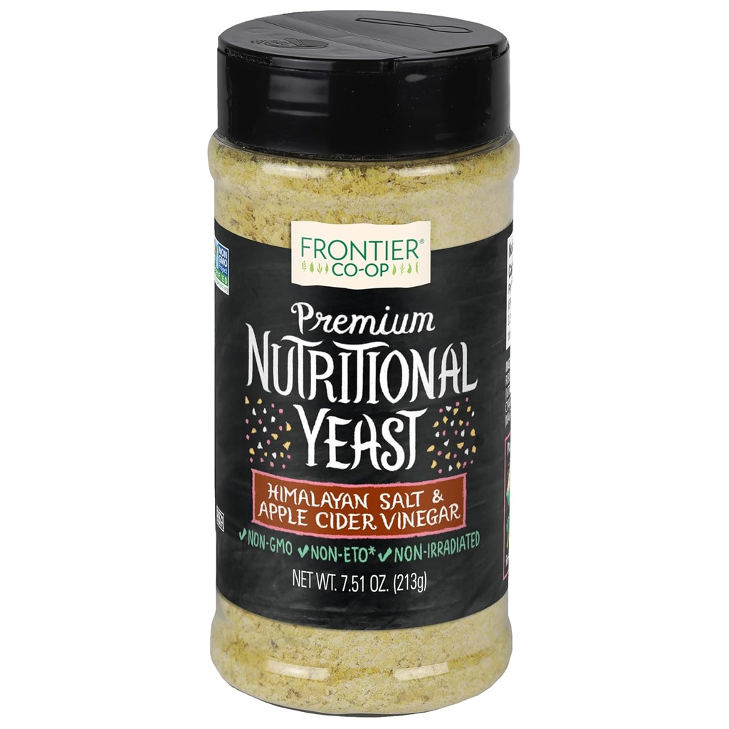 Frontier Co- op Himalayan Salt & Vinticaria Nutritional Gær Blend med vitamin B12 7,51 oz - For popcorn, Snacks, Pasta, og Suppe