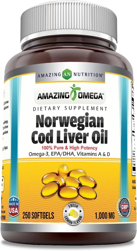 Amazing Omega Norwegian Cod Lever Oil 1000 Mg 250 Softgels