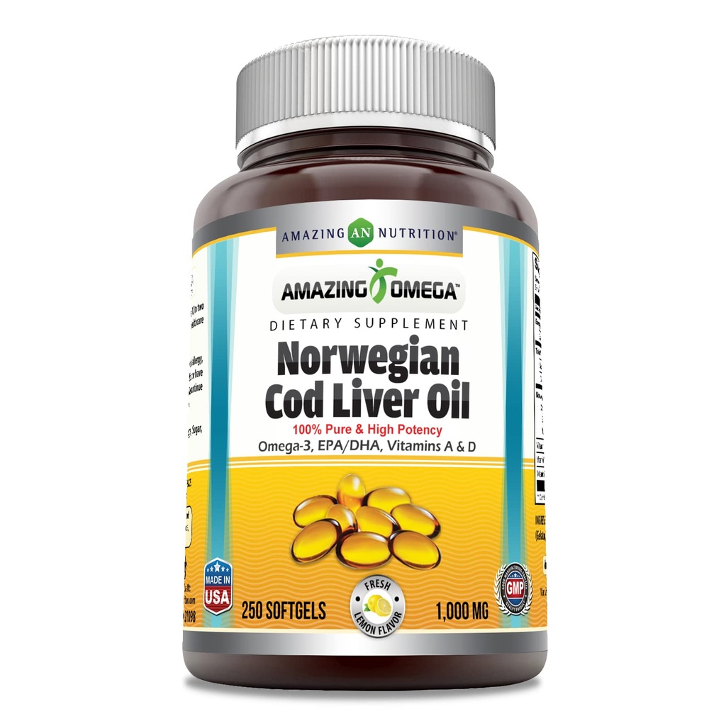 Amazing Omega Norwegian Cod Lever Oil 1000 Mg 250 Softgels