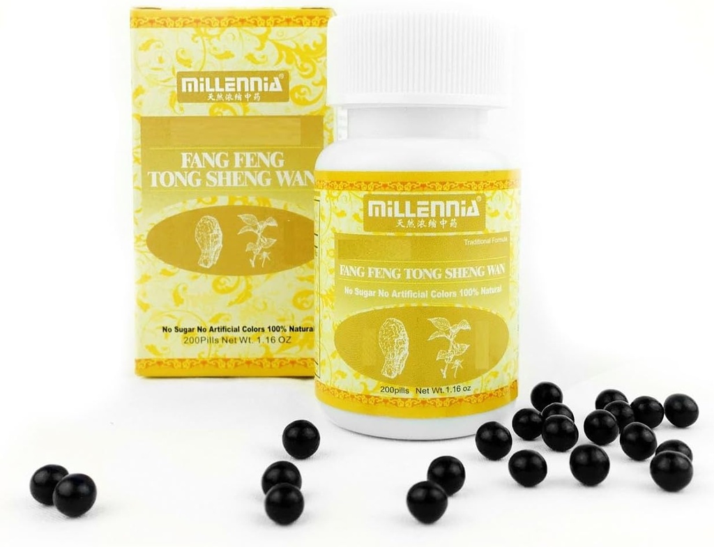 MILLENNIA Herbal supplement søjler - Fang Feng Tong Sheng Wan - 12 flaske pakke (200 piller / flaske)