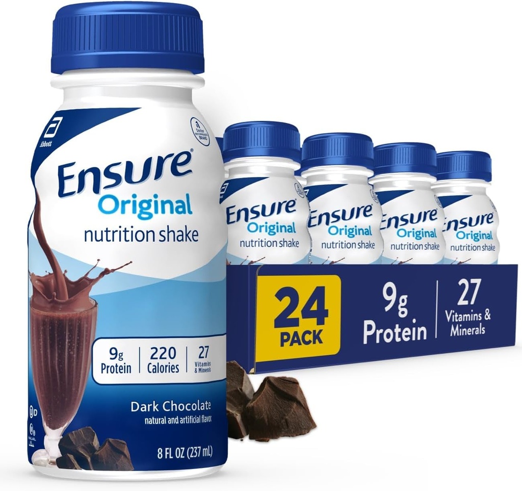 Sørg for original mørk chokolade Nutrition Shake 124; lille måltid erstatning Shake 124; klar til at drikke 124; 9g protein, 27 Vitamin og mineral Buddy 124; 8 fl oz - 24 Pack