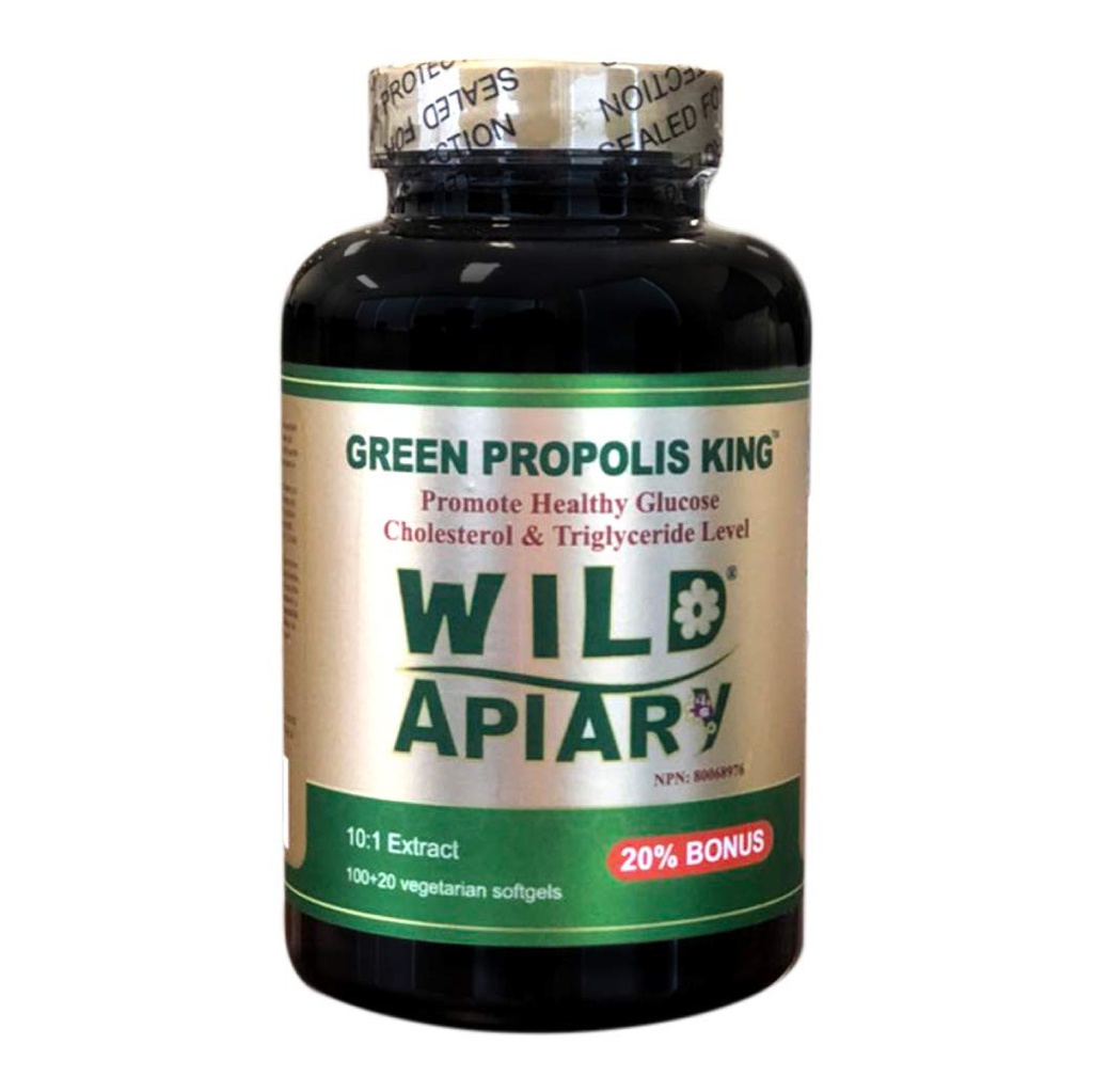 Wild Apiary Brasiliansk Green Bee Propolis King Vegetarisk Softgel 120 geler - Ikke alkoholholdig, Wax fri, Sukker fri