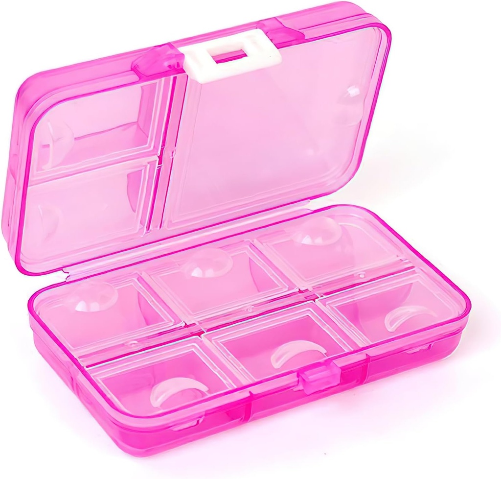 Pill Organizer, Portable Pill Case, 9 compartments Moisture-Proof Travel Pill Case for Vitamins, Medicine, Fish Oil, Supplements, Pill Dispenser (Pink)