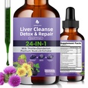 Lever Cleanse Detox & Reparation Liquid Drops - Milk Thistle, Mælkebøtte, Psyllium Husk & Artiskoke supplement til leversundhed & fordøjelse - Sugar- Free Vegan Extract, 2 Fl Oz (30 Servere)