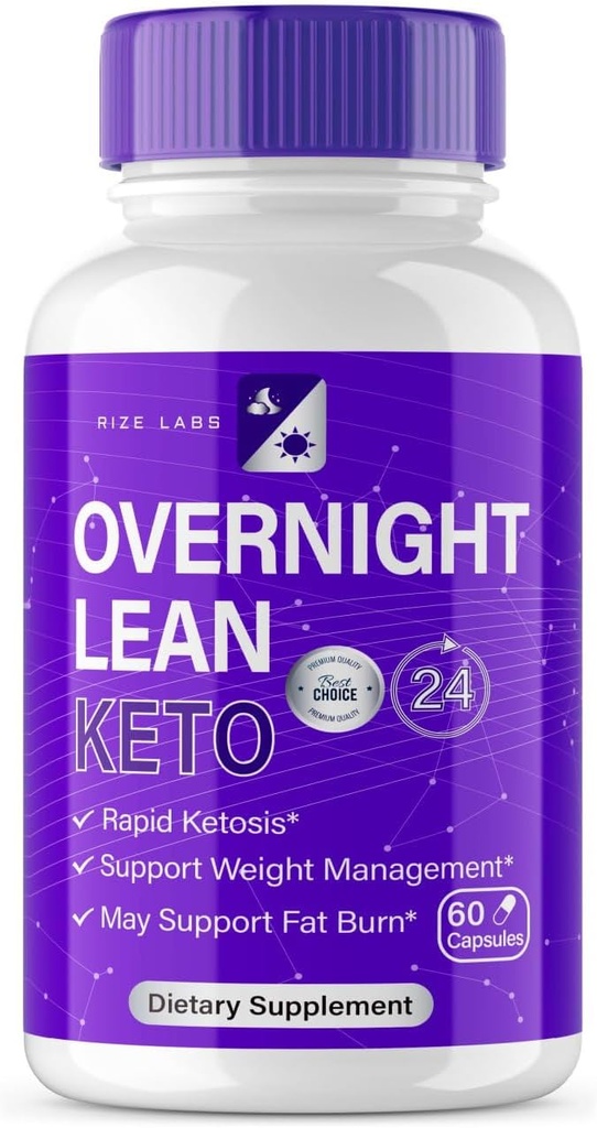rize laboratorier Overnight Lean Keto Kapsler - Overnight Lean Vægttab Keto Pills Support Maksimal styrke Formel Keto + ACV Supplement Anmeldelser Over Night Pastilla (60 kapsler)