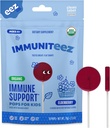 Immuniteez Organic Elderberry Lollipops for Kids - Immunstøtte med C-vitamin, D, E, Zink og økologisk honning - Gluten Free Kids Vitaminer - 10 Count Bag