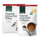 Naturlig kraft Græs Fed Økologisk Whey Protein Powder Vanilla Flavor 5 LB Organic Clean Collagen Peptider Powder Unflavored, 32oz