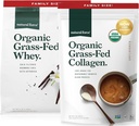 Naturlig kraft Græs Fed Økologisk Whey Protein Powder Vanilla Flavor 5 LB Organic Clean Collagen Peptider Powder Unflavored, 32oz