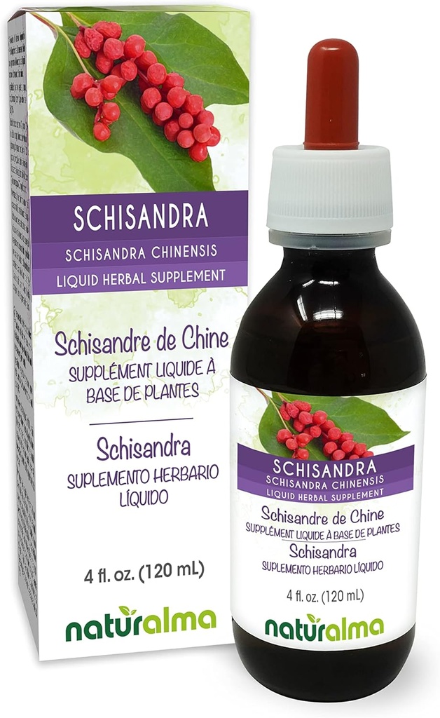 Naturalma Schisandra (Schisandra chinensis) Fruit Alcohol- Free Tincture - 4 fl oz Liquid Extract in Drops - Herbal Supplement - Vegan