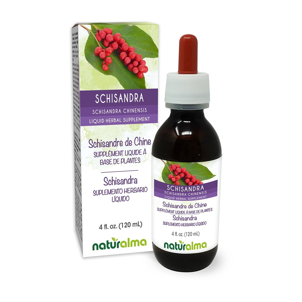 Naturalma Schisandra (Schisandra chinensis) Fruit Alcohol-Free Tincture - 4 fl oz Liquid Extract in Drops - Herbal Supplement - Vegan