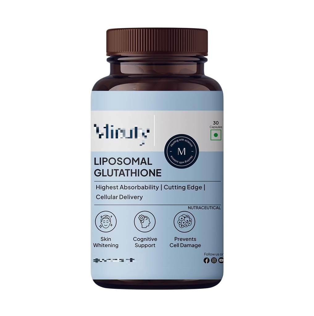 YUJI Liposomal Glutathione - Højeste biotilgængelighed - Glutathion til hud - Ansigtsglødning - Hud hydrering - Lever sundhed -afgiftning Support - 30 Caps
