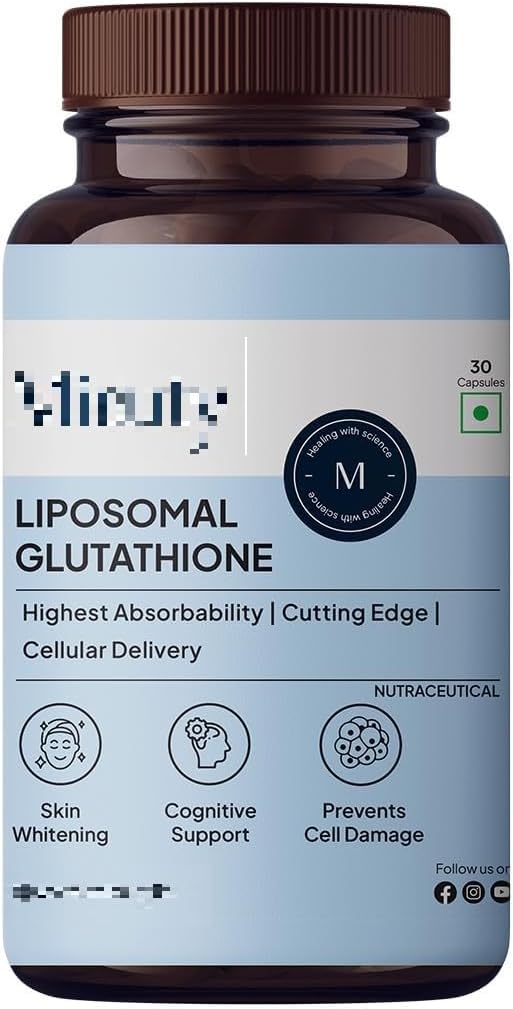 YUJI Liposomal Glutathione - Højeste biotilgængelighed - Glutathion til hud - Ansigtsglødning - Hud hydrering - Lever sundhed -afgiftning Support - 30 Caps