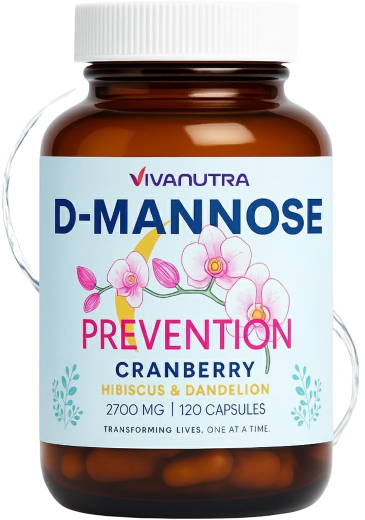 Cranberry D Mannose Kapsler - D Mannose med Cranberry, Hibiscus & Mælkebøtte, 2000 mg / dag - Understøtter Urinary Tract Health & Comfort - 120 Veggie Kapsler