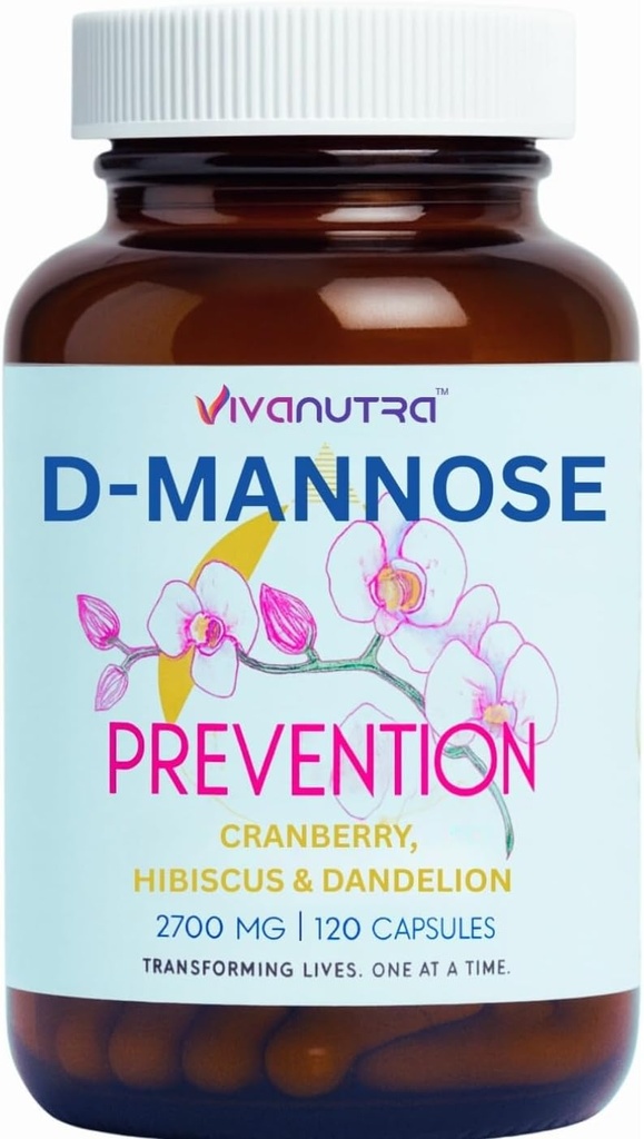 Cranberry D Mannose Kapsler - D Mannose med Cranberry, Hibiscus & Mælkebøtte, 2000 mg / dag - Understøtter Urinary Tract Health & Comfort - 120 Veggie Kapsler