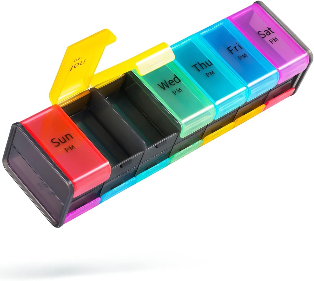 Ekstra Stor Pill Organizer 2 gange om dagen, Big Weekly Pill Box Organizer, Kæmpe 7 dag, AM PM Pill Case, Giant Daily Pill Container med 14 Segment for All Meds (Double- Sidet)