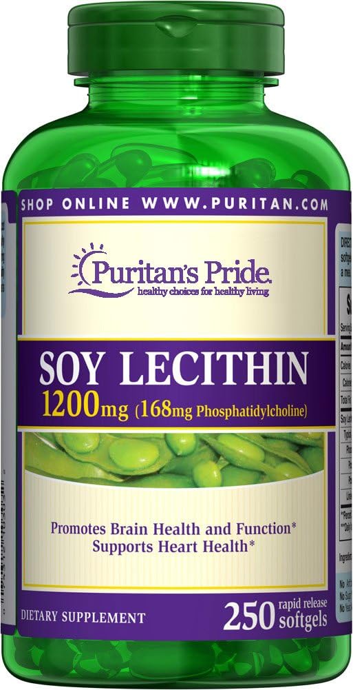Puritans Pride Soy Lecithin 1200 mg 250 Rapid Release softels