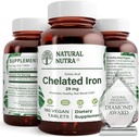 Naturlig Nutra Chelated jern supplement til mænd og kvinder, negle sundhed, fremmer optimal absorption, hjælper med at forbedre jernniveauet, vedligeholde krop Fulid, hjælpe med at forbedre hårvækst, hud sundhed, 180 tabletter