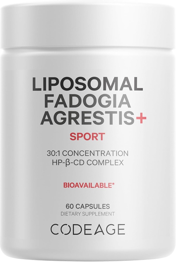 Codeage Liposomal Fadogia Agrestis 600mg Supplement - Fadogia Agrestis 30: 1 Extract, D3- vitamin, Zink, Fenugreek, BioPerine Black Pepper - 2-måneders levering - Liposomal Levering - Non-GMO, 60 kapsler