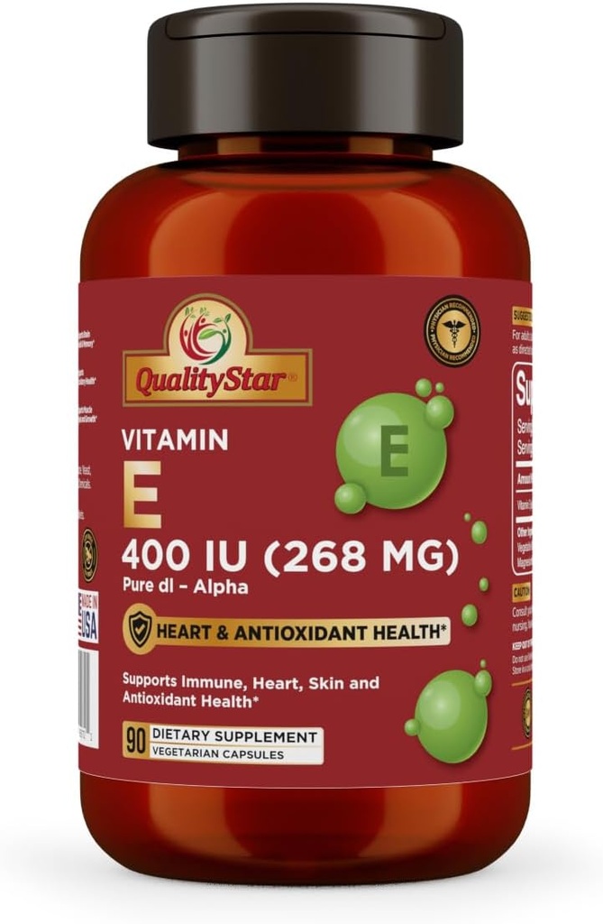 E - kapsler til immunforsvar, hjerte, hud og antioxidant - 100% Vegan 1 gang daglig kapsel 90 kapsler med 400 IE (268 mg)