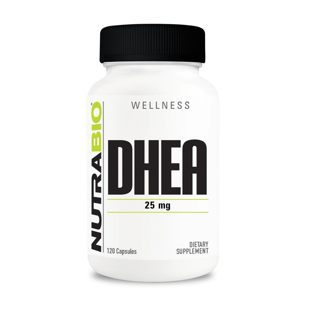 NutraBio DHEA Supplement- for Men and Women- DHEA (25 mg) 120 Kapsler