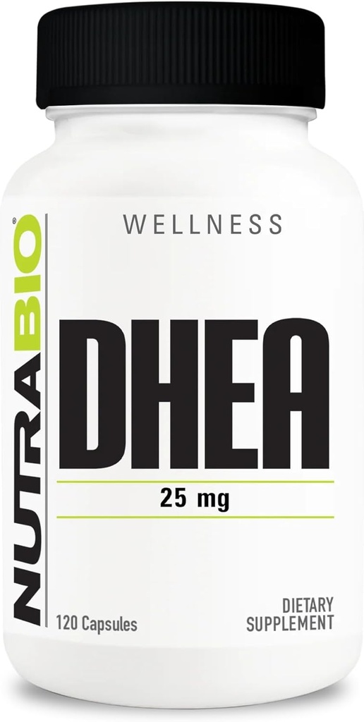 NutraBio DHEA Supplement- for Men and Women- DHEA (25 mg) 120 Kapsler