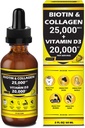 Nature Manu- Premium 25,000mcg Flydende Biotin & Collagen + 20,000iu Vitamin D3 All- in- one Wellness Daily Drops. Understøtter sund hud, stærkere negle, hårvækst. Tasty Strawberry Flavor - 2 FL OZ / 60 ML